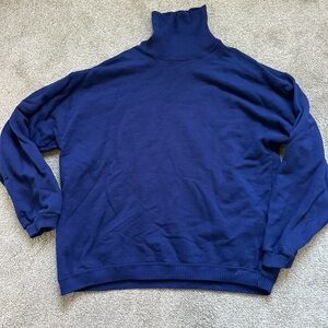 Benetton Vintage Blue Turtleneck Cotton Sweater